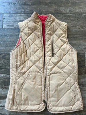 小号 Lauren Ralph Lauren 背心女式双面米色红色全拉链绗缝 — 第 1/4 张图片