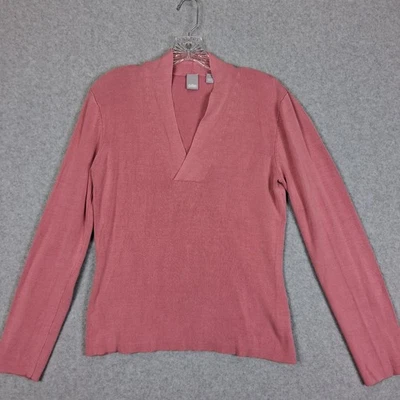 Suéter Pullen Para Mujer Pequeño Mezcla de Seda Tejido Acanalado Rosa Pullover Minimalista Foto 1 de 4