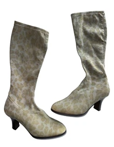 AJ Valenci Boots Green Leopard Print Knee-High Soft Stretchy 3” Heel Size 8 - Picture 1 of 8
