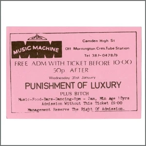 Punishment Of Luxury Music Machine London 1979 Concert Ticket (UK) - Bild 1 von 1