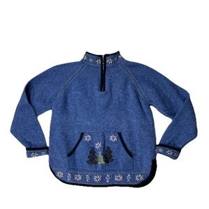 Icelandic Design Nordic Fair Isle Wool Quarter Zip Sweater Small Embroidered J2Y - Picture 1 of 5