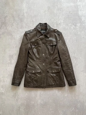 Chaqueta de cuero marrón Versace Jeans Couture para mujer talla S Foto 1 de 4