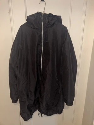 Vintage Cheap Mondays Extra Long Black Rain Coat Unisex S/M RARE NYC Y2K  - Image 1 of 4