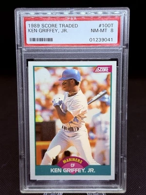 Ken Griffey Jr 1989 puntuación intercambiada #100T Seattle Mariners novato radiocontrol PSA 8 casi nuevo-como nuevo Foto 1 de 2