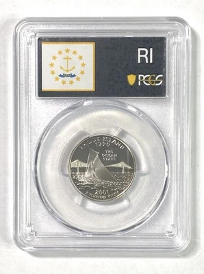2001 S SILVER Rhode Island State Quarter Proof PR69 DCAM PCGS Flag Label  - Image 1 of 2