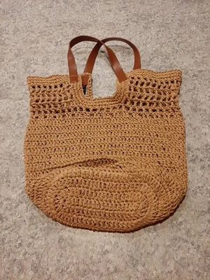 Banana Republic Woven Braided Straw Paper Cotton Shoulder Bag Large One Size - Image 1 of 4