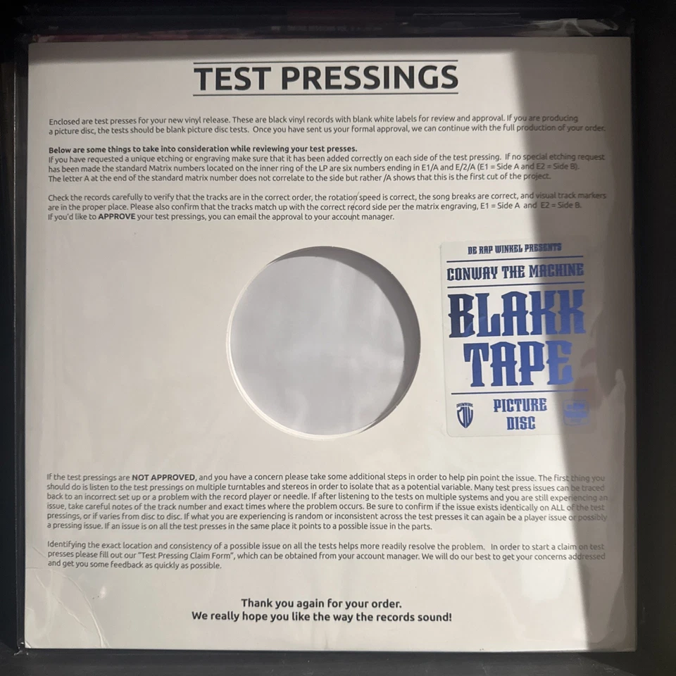 Conway The Machine - Blakk Tape Vinyl LP (Test Press ?/5)  - Image 1 of 2