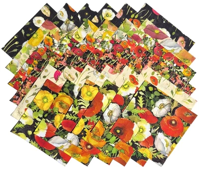 POPPY DREAMS from Clothworks - (36) 6.5" fabric squares - Image 1 of 4