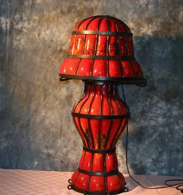 38" Tall Signed Hand Made  Blown Glass Floor Lamp Vintage - Image 1 of 4