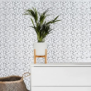 White black Gray silver metallic Wallpaper Polka dot textured wallcoverings roll - Picture 1 of 12