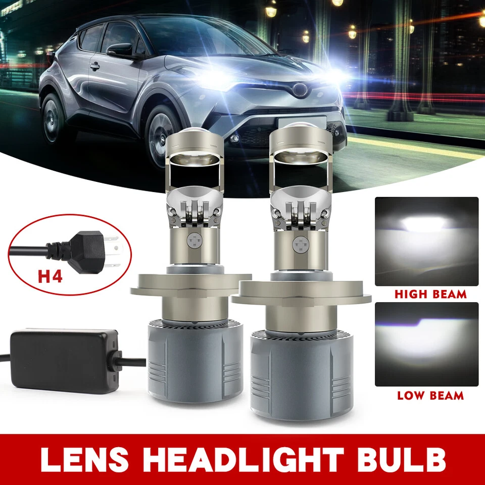 1 Par LHD 400W H4 9003 Mini Bi-LED Proyector Lente Faro LED Alto/Bajo Retrofit Foto 1 de 4