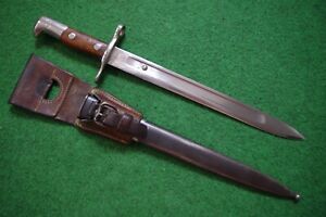 SWISS SCHMIDT-RUBIN BAYONET 1889/18 WITH SCABBARD AND LEATHER FROG