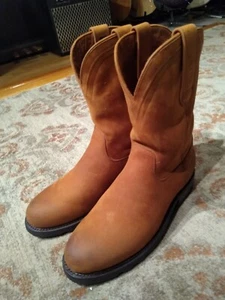 TECOVAS RANCHWEAR BANDERA BROWN LEATHER S TOE COWBOY WORK BOOTS #200 MEN'S 9.5EE - Picture 1 of 12