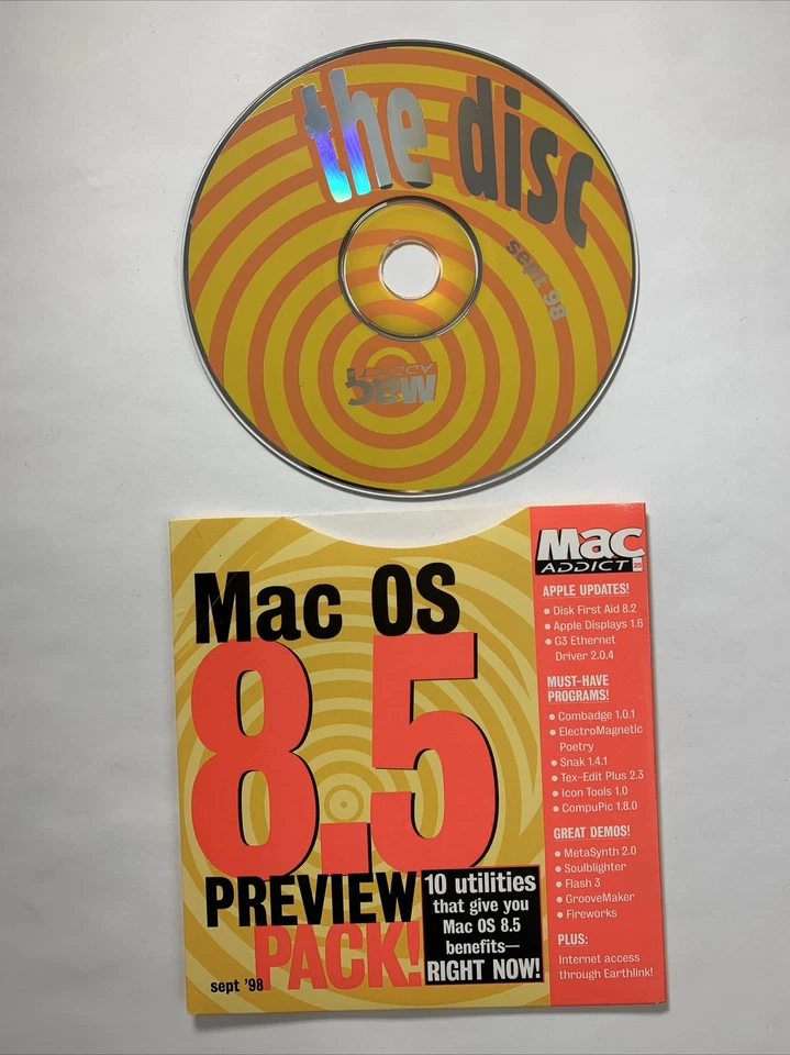 Mac OS 8.5 Preview Pack MacAddict Sept 98 Apple Vintage CD collectible Combadge - Image 1 of 2