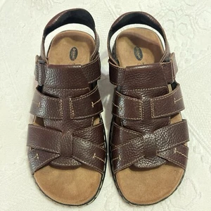 Dr Scholls Men's Leather Adjustable Strap Brown Cain Memory Foam Sandals - Picture 1 of 12
