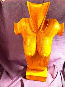 Vintage Wood Hand Carved Nude Woman Torso Sculpture Female - Picture 1 of 16