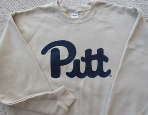 PITTSBURG PITT PANTHERS soft cream long sleeve sweatshirt men L GILDAN NWOT - Picture 1 of 6