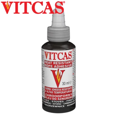 Vitcas Stove Rope Adhesive Glue Seal Black Heat Resistant 30ml Pot - Image 1 of 4