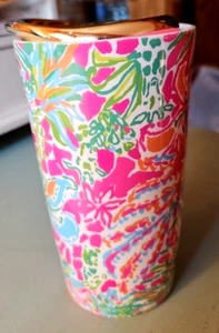 Bicchiere ceramica giraffa floreale rosa verde Lilly Pulitzer coperchio oro tazza caffè - Foto 1 di 8