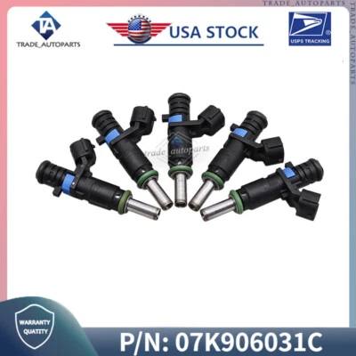 Inyectores de combustible nuevos 5 piezas para Volkswagen Beetle Jetta 2007-2014 2,5 L 07K906031C EE. UU. Foto 1 de 4