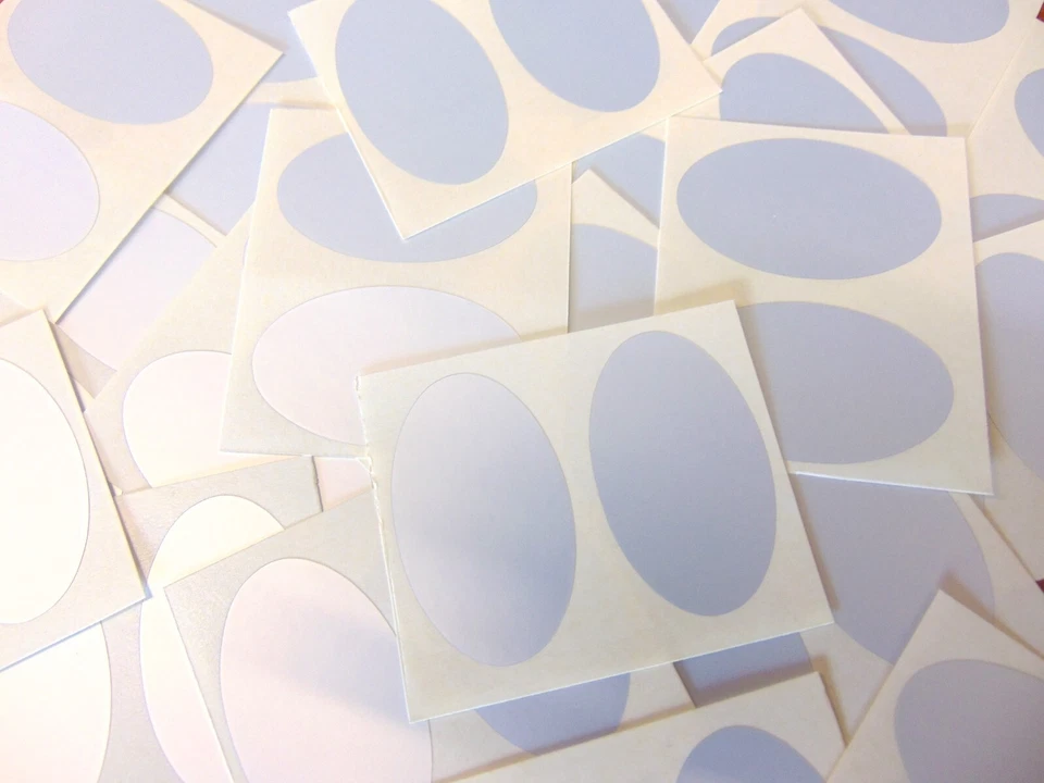 Confezione 44 50x30mm Ovale Durevole Argento Plastica Adesivi Etichette Adesive - Immagine 1 di 1
