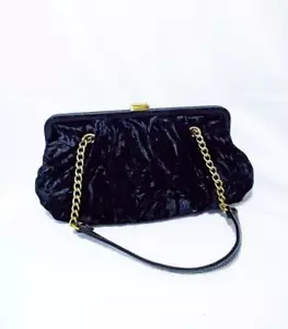 APT. 9 BORSA DA SERA PICCOLA IN VELLUTO SCHIACCIATO NERO - Foto 1 di 1