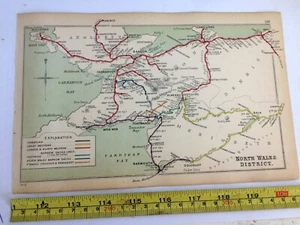 HOLYHEAD BARMOUTH BALA RHYL PWLLHELI FESTINIOG DINAS BANGOR RAILWAY MAP 1910 - Picture 1 of 9