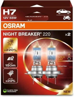 OSRAM NIGHT BREAKER H7 CON 220% DI LUMINOSITA' IN PIU'  - 2 LAMPADE ALOGENE - 64 - Immagine 1 di 3