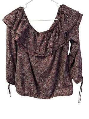 Michael Michael Kors NWT Womens Size Petite L The Shoulder Top Paisley Pink - Image 1 of 4