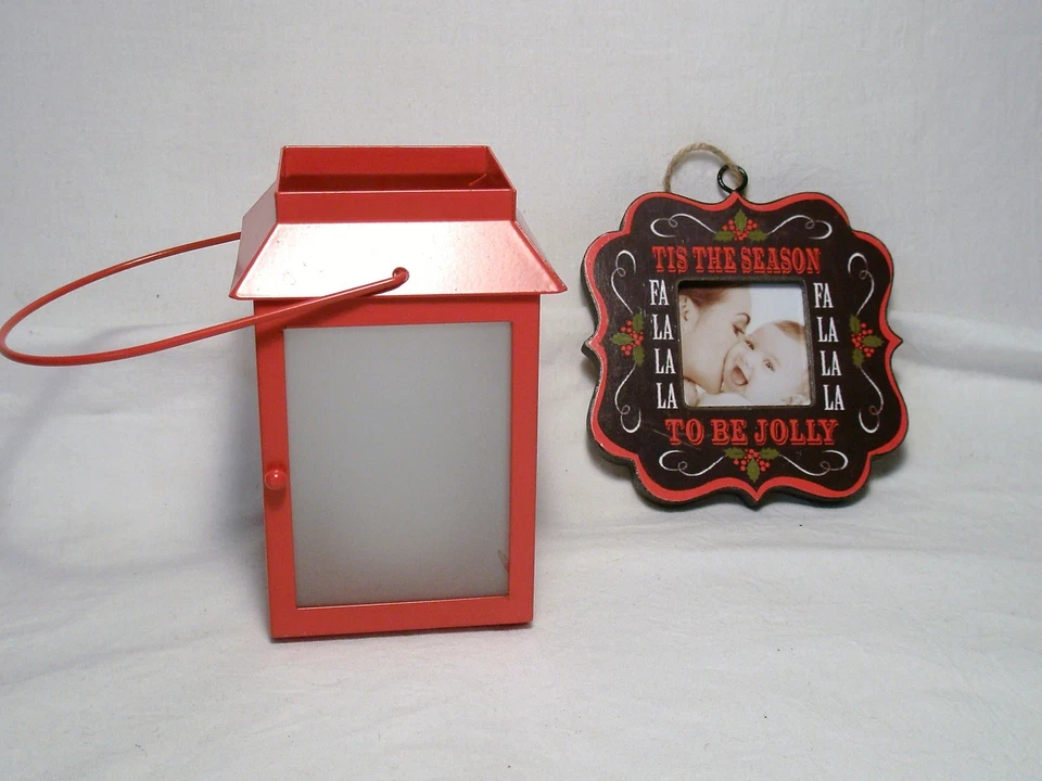 PartyLite Red Lantern Mini Tealight & Heather Myers Portrait Christmas Ornament - Photo 1/3