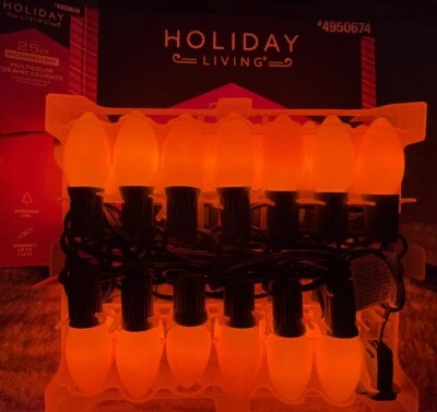 Christmas Lights Incandescent All ORANGE Color 25 Style C9 Party- Holiday Living - Image 1 of 4