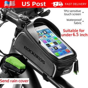 ROCKBROS Bike Front Top Tube Bag Waterproof Touch Screen Phone Holder Case Black - Picture 1 of 12