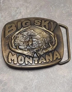Vtg 1977 Big Sky Montana Belt Buckle - 1977 Indiana Metal craft Rare belt buckle - Picture 1 of 3