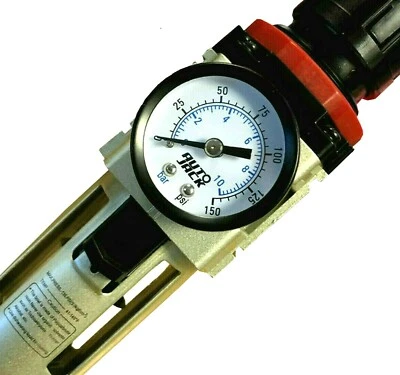 3/8" Air Regulator Valve – Gauge | Lockable Control | Drain Tap | Wall Bracket  - Image 1 of 4