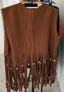 Hippie Fringe Vest and Belt Set Adult Halloween Costume One Size Fits All - Picture 1 of 12
