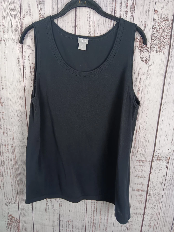 Camiseta sin mangas para mujer CHICO'S 2 grandes negra mezcla de algodón  Foto 1 de 4