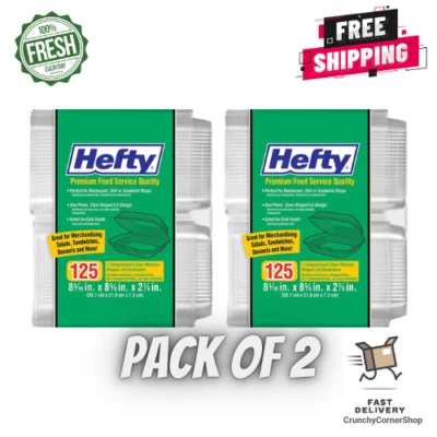 2 Pack Hefty Clear Hinged Lid Plastic Container, 8" x 8" (125 ct.) FREE SHIPPING - Image 1 of 4