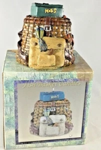 Fishing Basket Candle Solid Detailed Gift Link Vintage 2001 Boxed - Picture 1 of 7