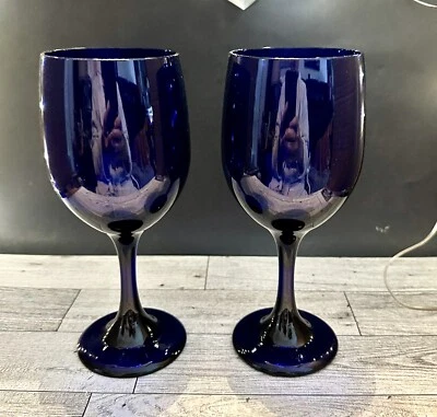 Juego de 2 Libbey azul cobalto 12 oz. Copas de vidrio de agua de vino Foto 1 de 4