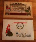 Two Vintage POSTCARDS Merry Christmas Happy New Year 1913-1914, Gold or Embossed