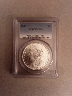 pcgs 1886 p ms 63 morgan dollar - Image 1 of 2