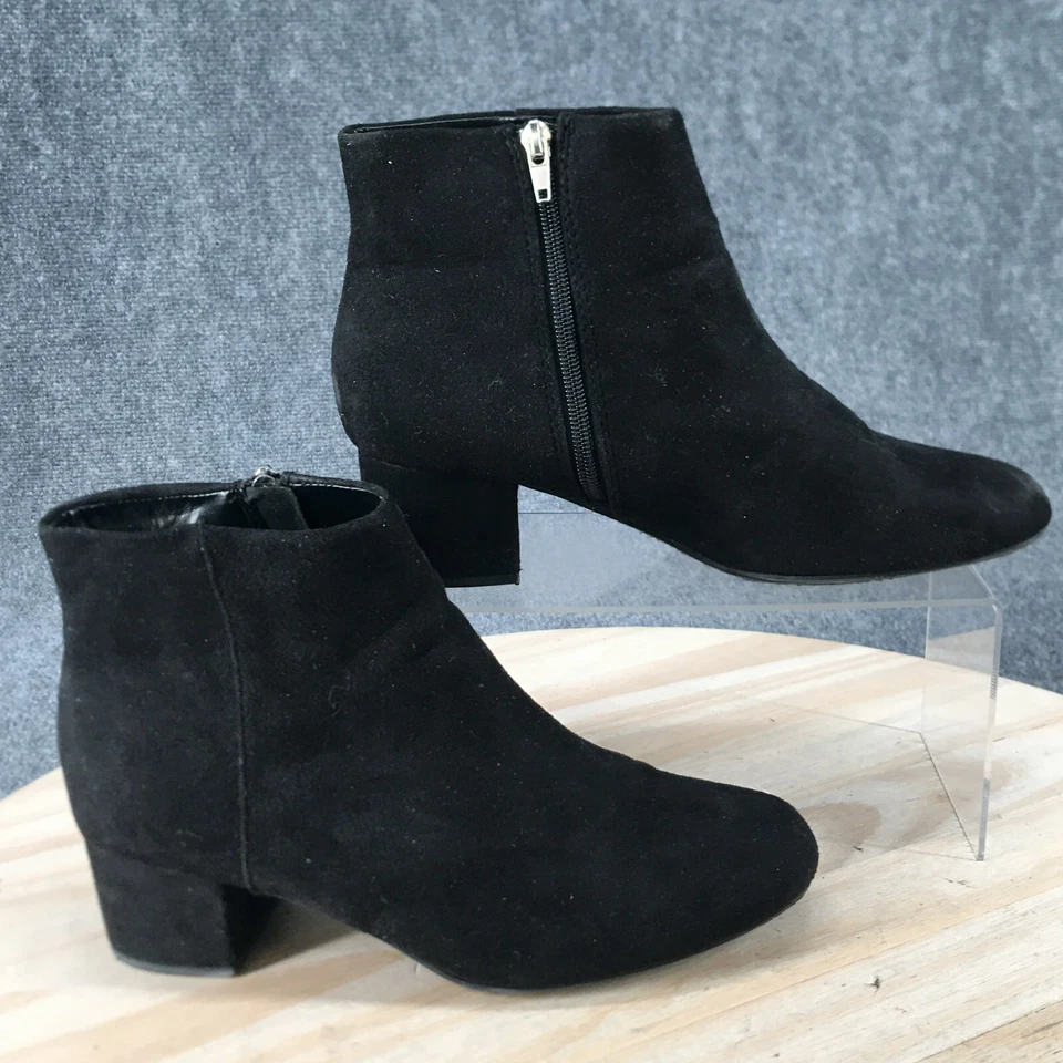 J. Adams Botas Mujer 9 Botines Negro Imitación Cuero Cremallera Lateral Tacones Bloque Foto 1 de 4