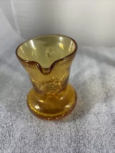 4 1/4" Inch Vintage Glass Mini Pitcher Amber Crackle Glass - Picture 1 of 7