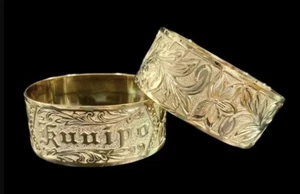 32mm Gold Plated Kuuipo Hawaii Flower Plumeria Bangle Bracelet - Picture 1 of 3