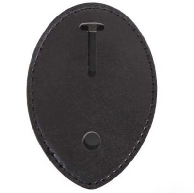 Clip de cuero negro soporte de insignia uniforme escudo aplicación de la ley deber de seguridad Foto 1 de 2