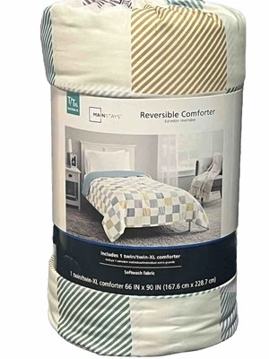 Edredón reversible de microfibra Mainstays, Multi Check, TXL, adulto, unisex Foto 1 de 3