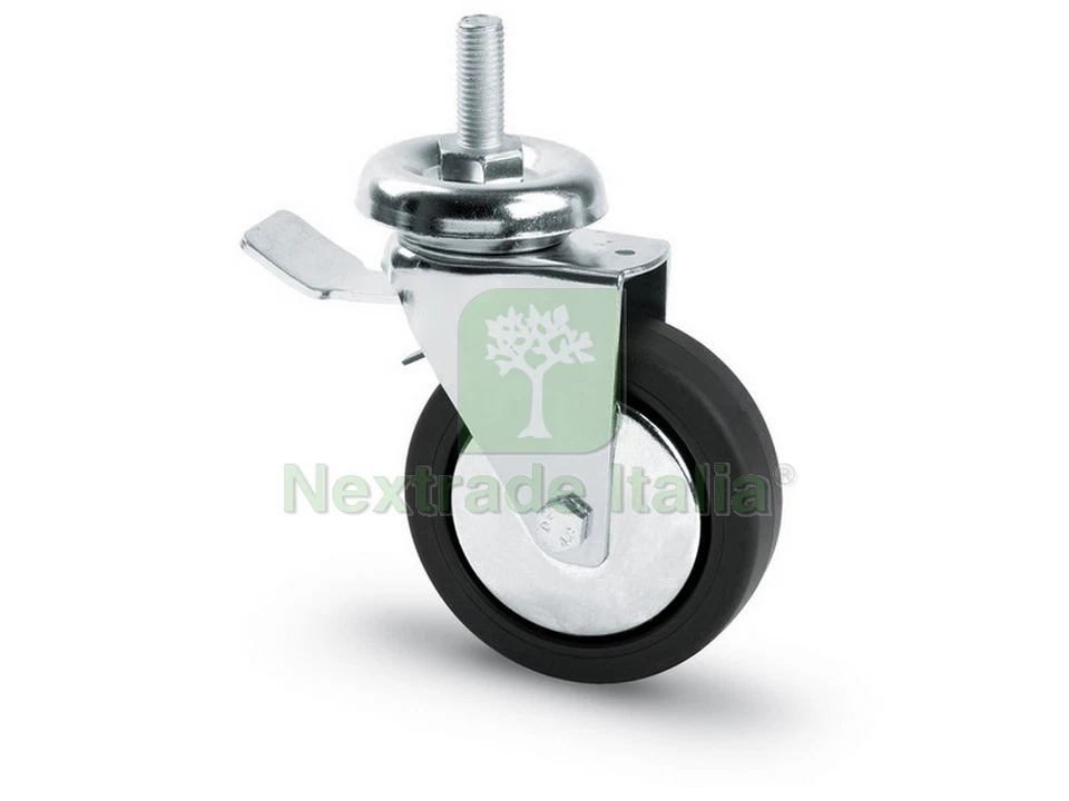 8PZ RUOTA GIREVOLE PER MOBILI+FRENO ART. 154 BIS B MM. 60 PERNO M10X30: - Immagine 1 di 1