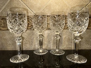 4 Waterford Crystal  Powerscourt Claret Wine Stems Glasses 7 1/8” Designer Glass - Picture 1 of 7
