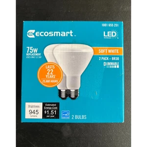 Ecosmart BR40 LED Bulbs 2‑Pack Soft White 75W Eq Dimmable Energy Star Rated - Picture 1 of 6