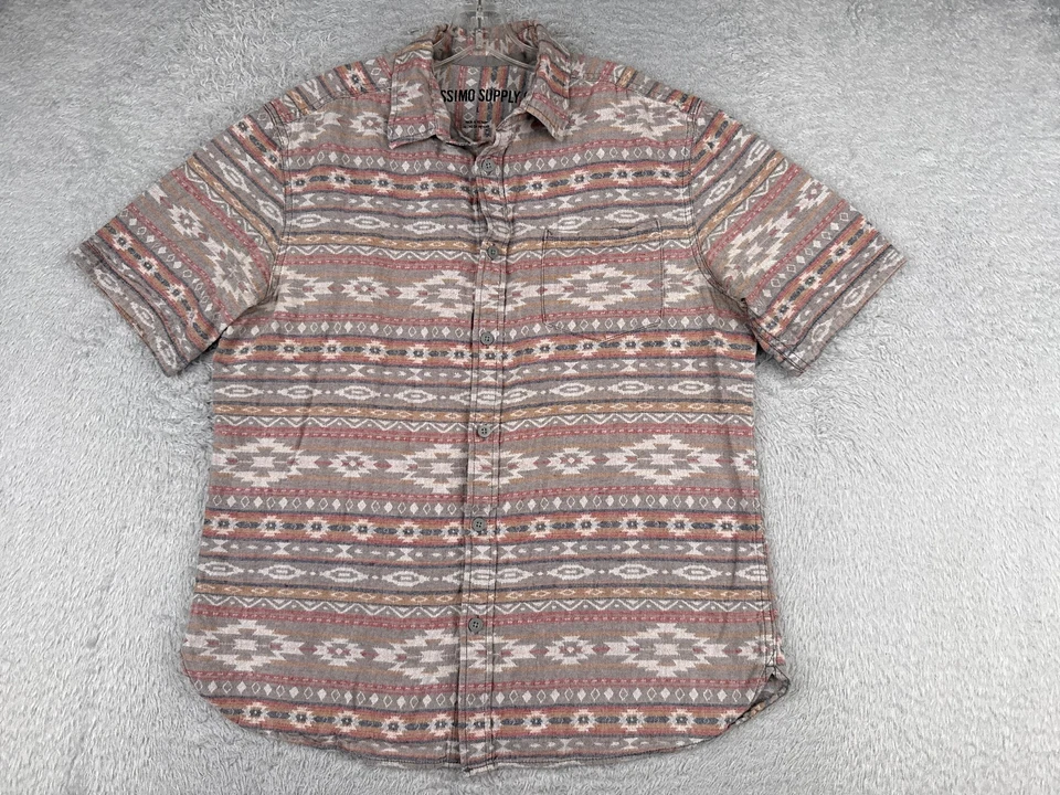 Mossimo Shirt Men Large Gray Southwestern Aztec Print Native America 100% Cotton - Image 1 of 4